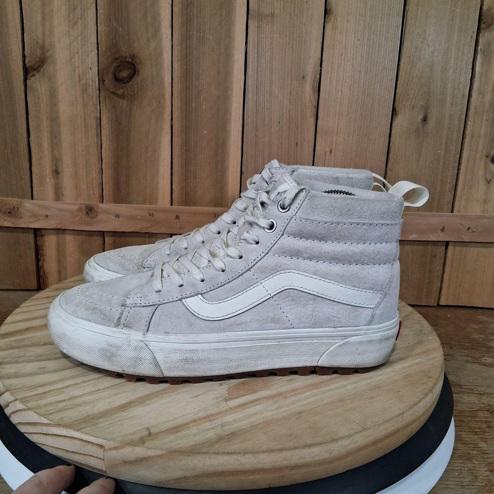 Vans Sk8-Hi MTE-1 Shoes Womens 8 White Suede Insulated Winter Sneakers Skate